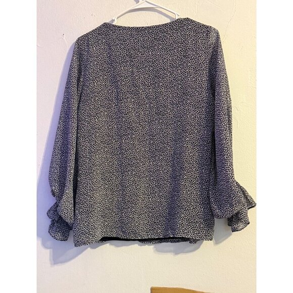 1.State V-Neck Long Ballon Sleeve Cuff Smock Sheer Blouse Career Wear Small - Picture 2 of 13